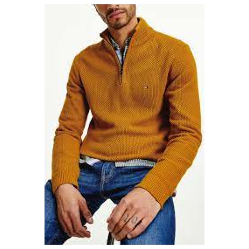 TOMMY HILFIGER EXAGGERATED STRUCTURE ZIP MOCK 111823