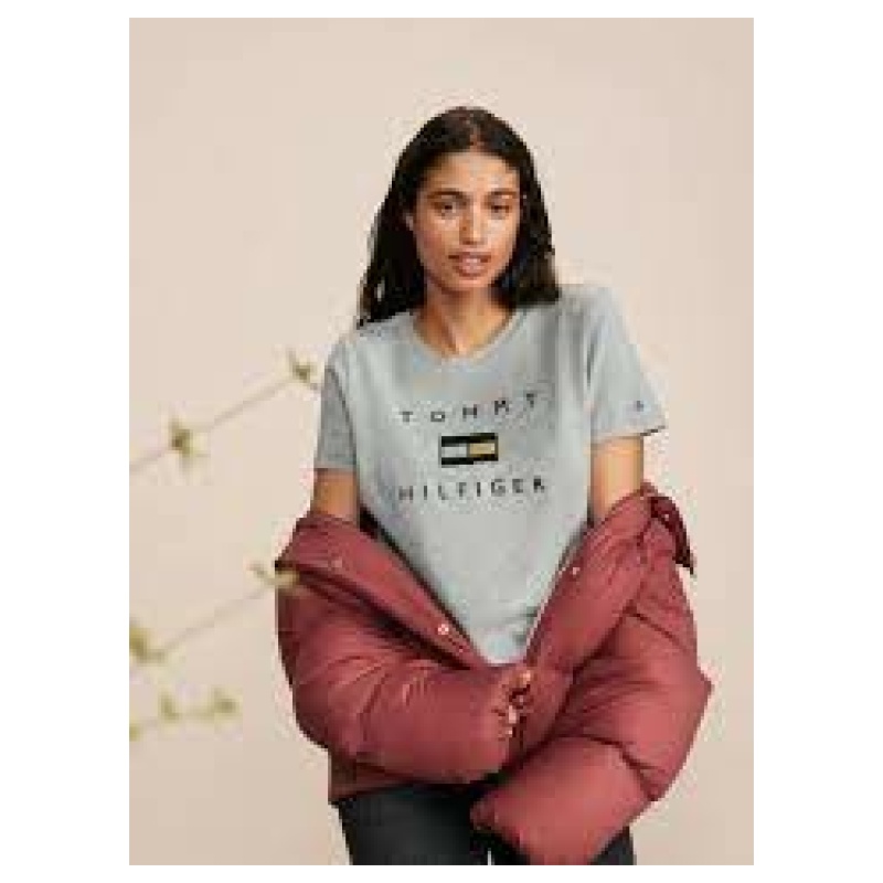 TOMMY HILFIGER REG LUREX EMB OPEN-NK TEE 111512