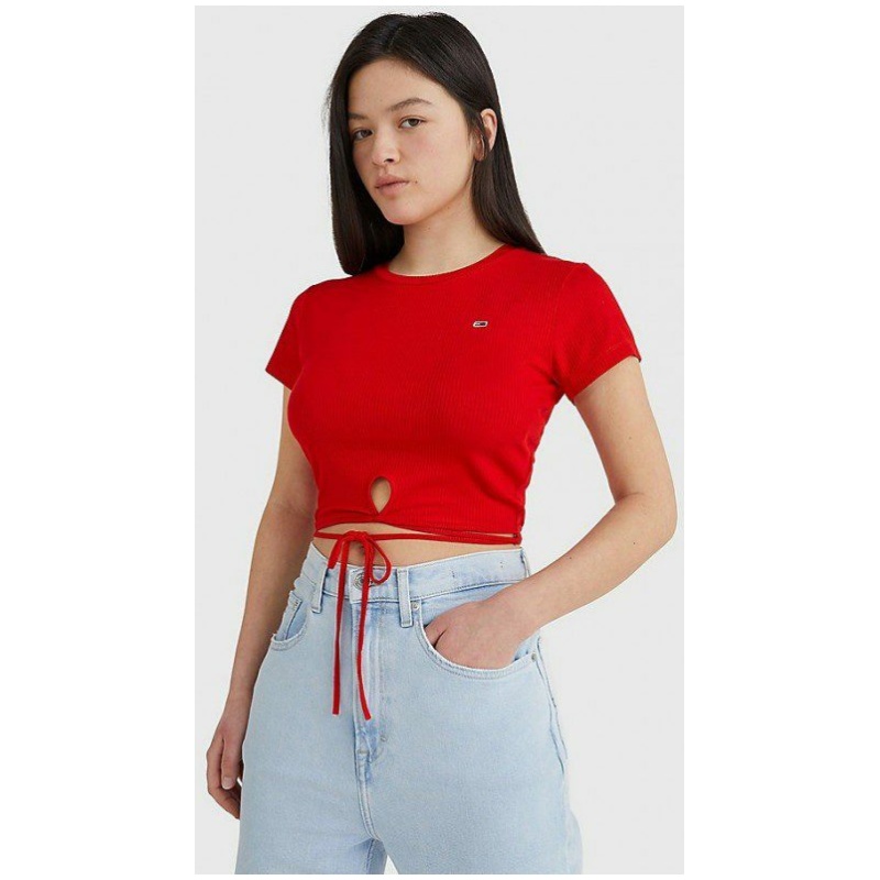 TOMMY JEANS CROP STRAP RIB FRONT KNOT SS 33760