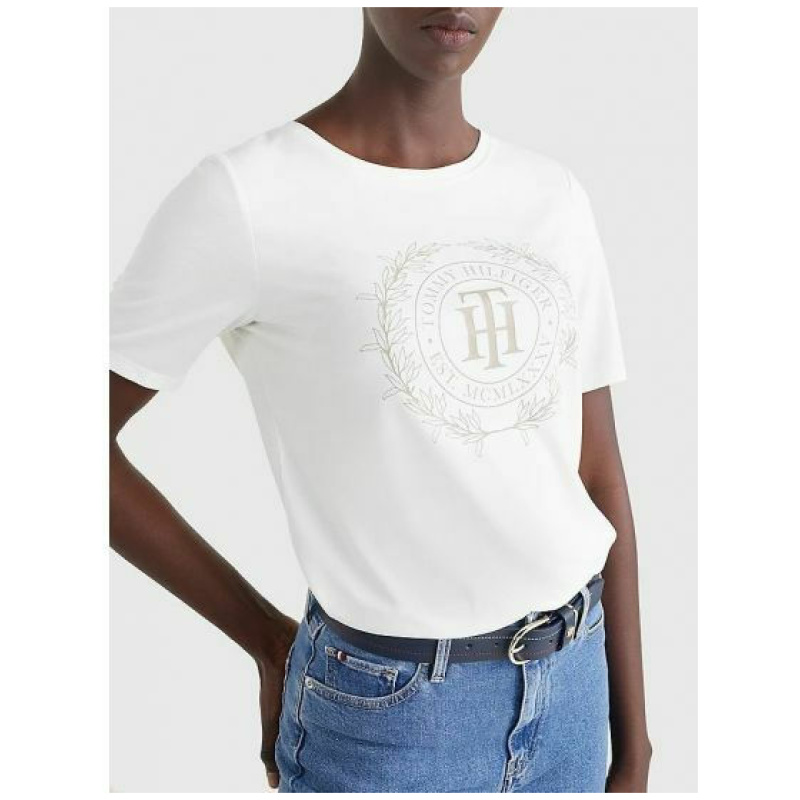 TOMMY HILFIGER REG SUEDED CREST OPEN-NK TEE 33732