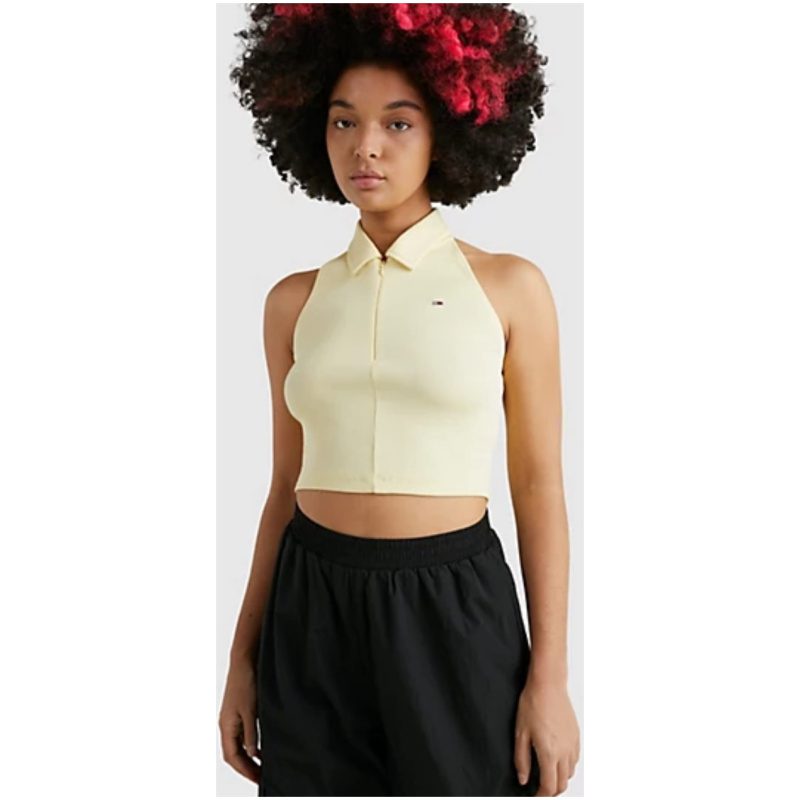 TOMMY JEANS Sleeveless Zip-Thru halter neck polo 152200