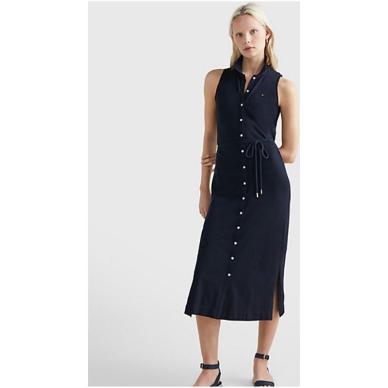 TOMMY HILFIGER Slim midi polo dress 156194