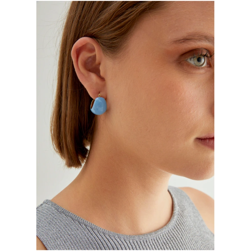 NALI Becca enamel earrings blue
