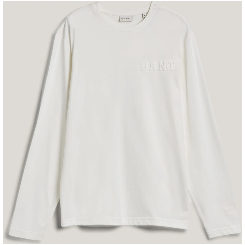GANT Μπλούζα με ανάγλυφο logo λευκή