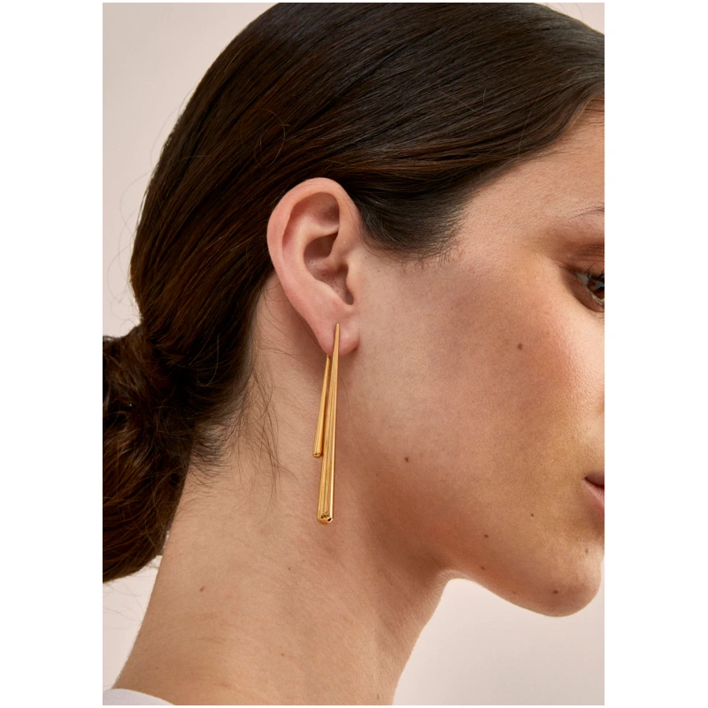 NALI Long two element earrings gold