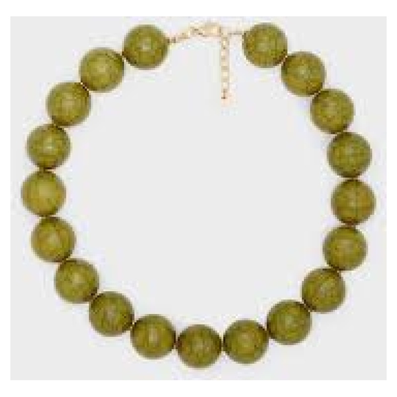 NALI Necklace gold green sheres