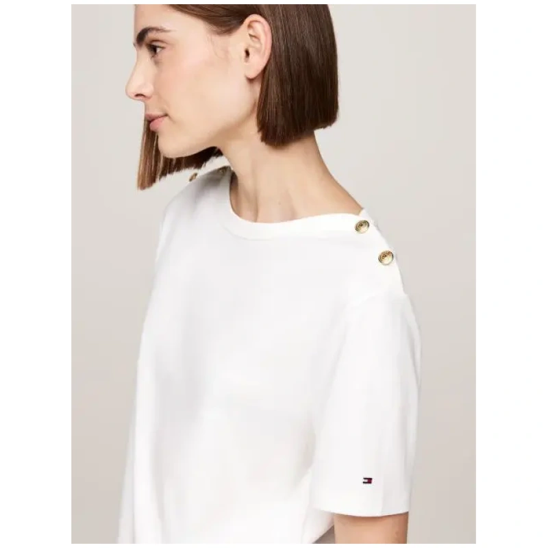 TOMMY HILFIGER Reg stripe gold btn c-nk ss