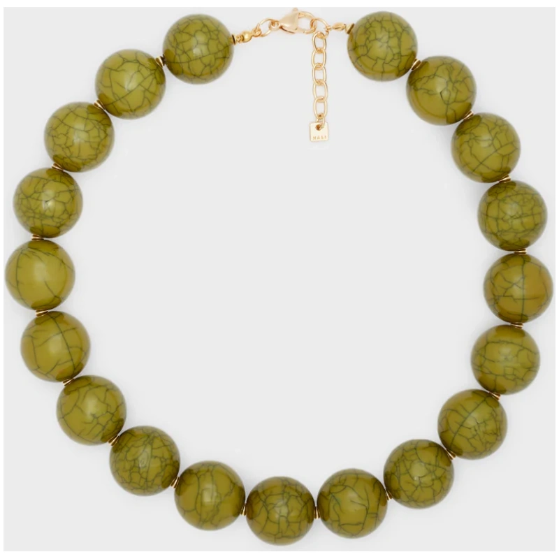 NALI Necklace gold green sheres