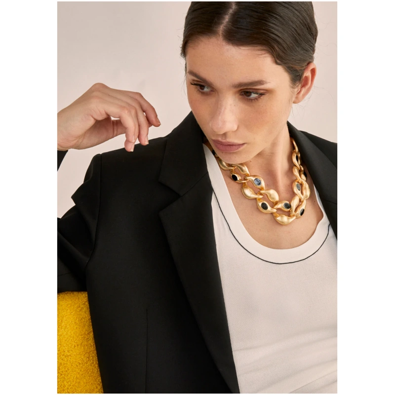 NALI Chunky chain necklace black dots EMCL0900 NALI
