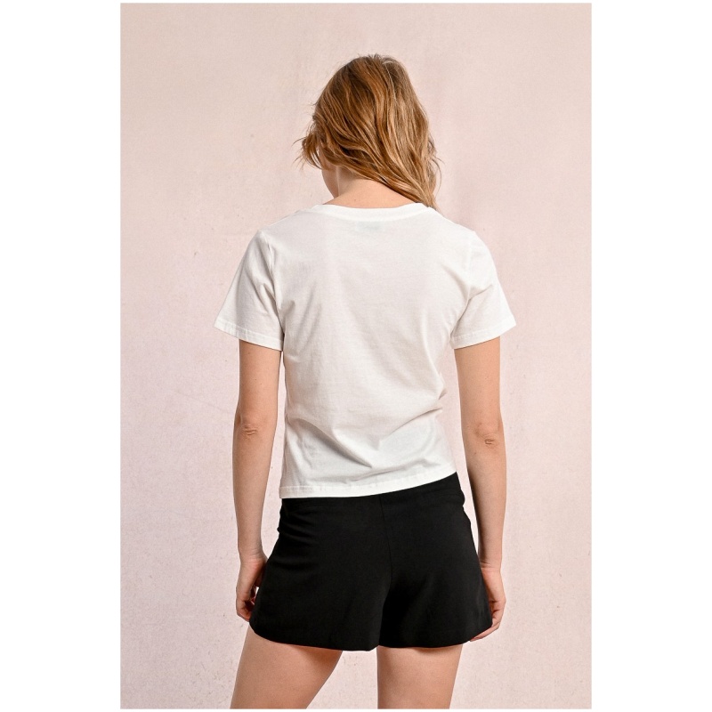 MOLLY BRACKEN Fitted t-shirt with lace bow pattern