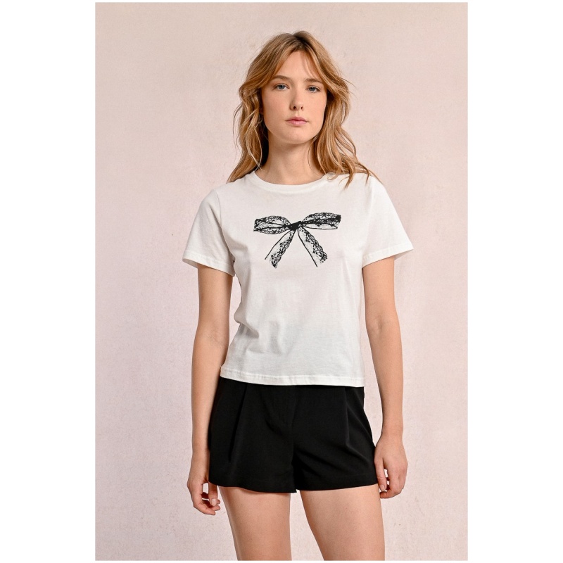 MOLLY BRACKEN Fitted t-shirt with lace bow pattern