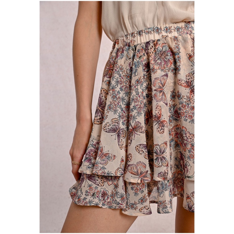 MOLLY BRACKEN Ruffled printed mini skirt