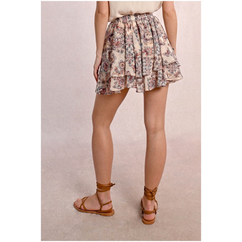 MOLLY BRACKEN Ruffled printed mini skirt