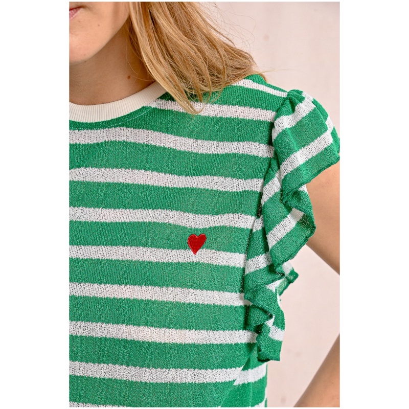MOLLY BRACKEN Sailor T-shirt with ruffled sleeves