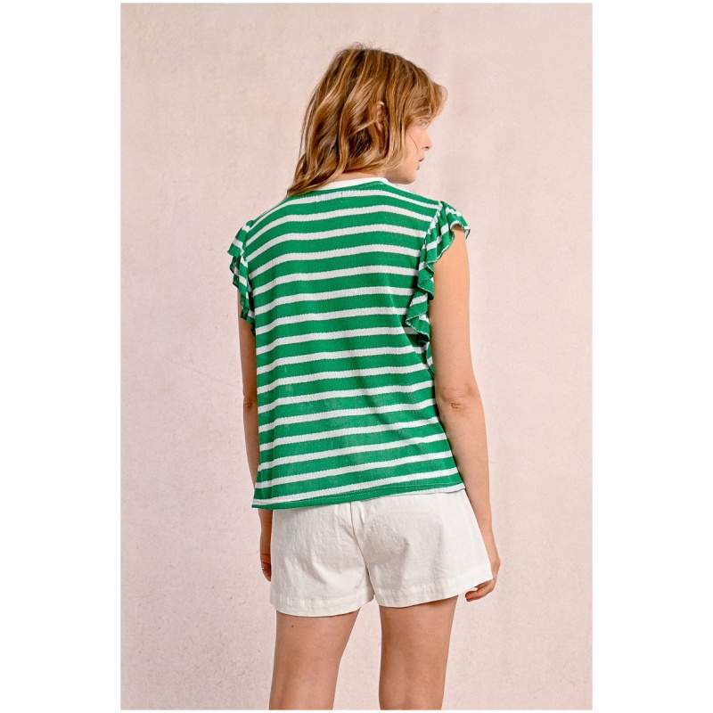 MOLLY BRACKEN Sailor T-shirt with ruffled sleeves