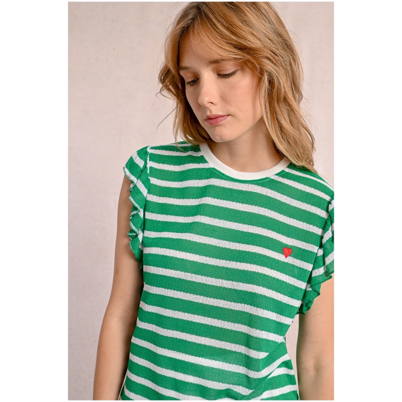 MOLLY BRACKEN Sailor T-shirt with ruffled sleeves
