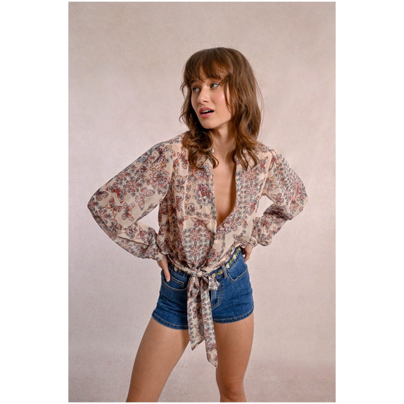 MOLLY BRACKEN Printed and semi-transparent blouse