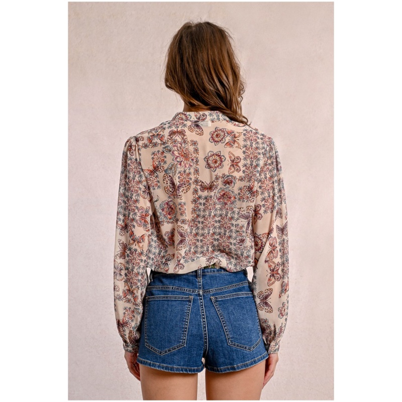 MOLLY BRACKEN Printed and semi-transparent blouse