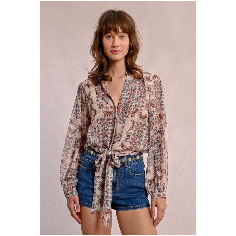 MOLLY BRACKEN Printed and semi-transparent blouse