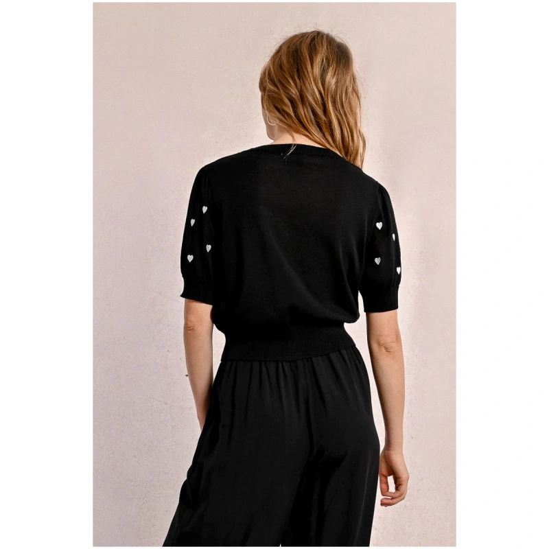 MOLLY BRACKEN Crop cardigan, heart pattern