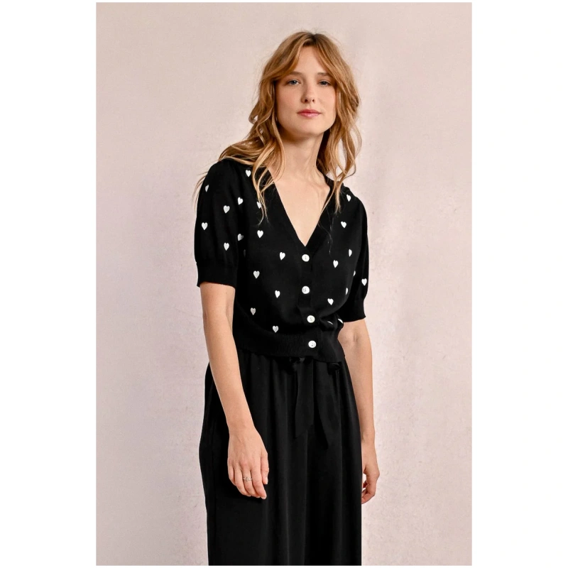 MOLLY BRACKEN Crop cardigan, heart pattern