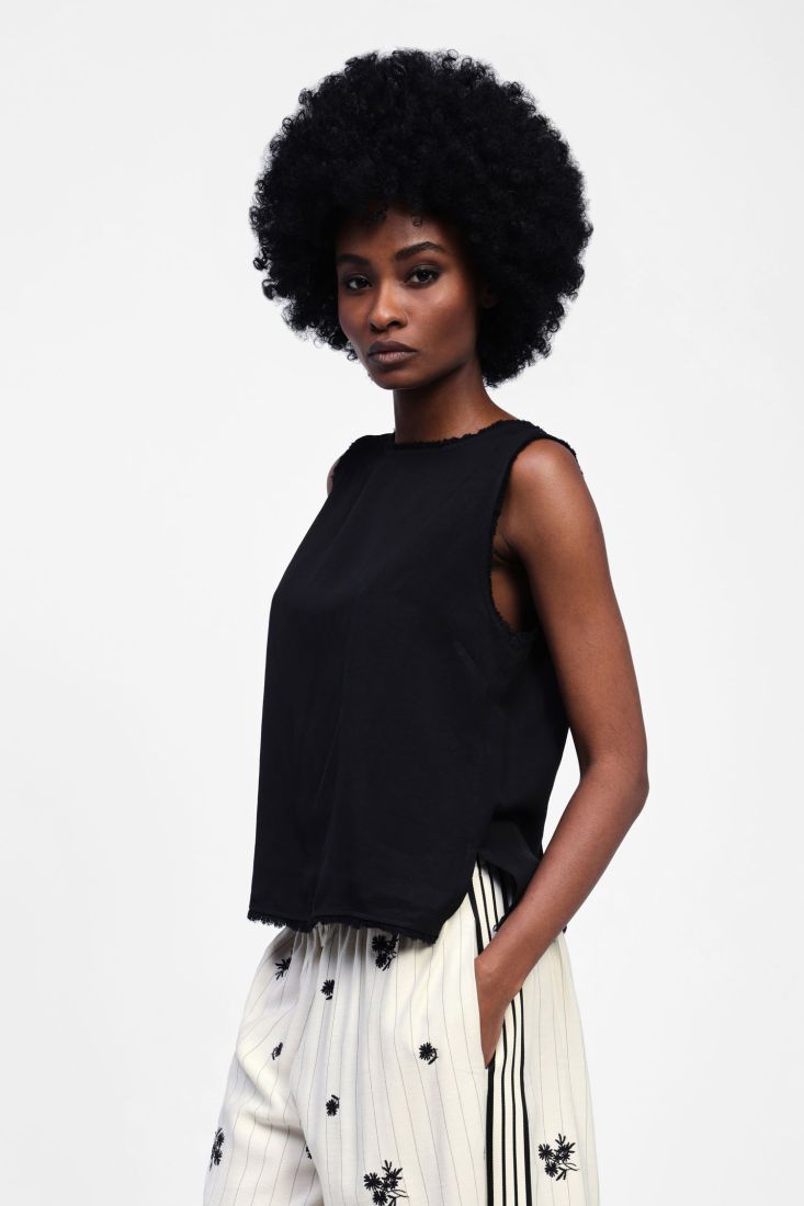 DIXIE Sleeveless top with frayed edges