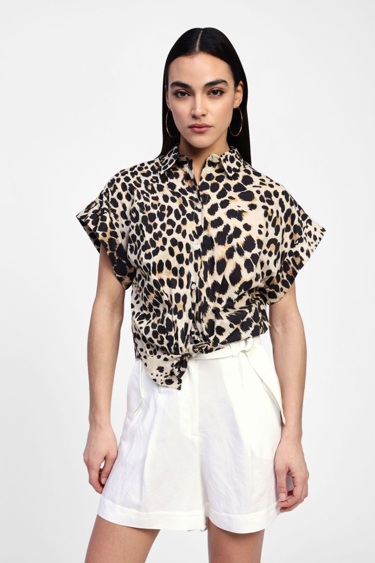 DIXIE Short sleeve animal print shir