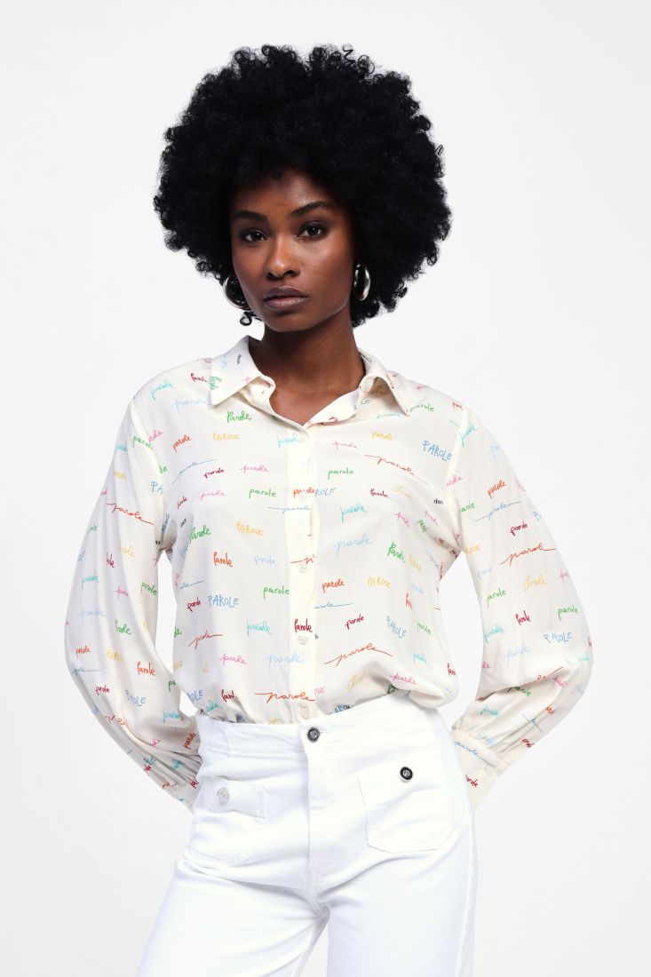 DIXIE  Shirt words print classic collar
