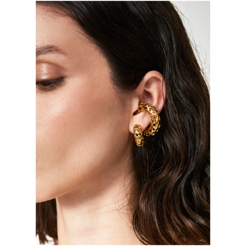 NALI EMBELLISHED EARCUFF EARRINGSS.STEEL GOLD