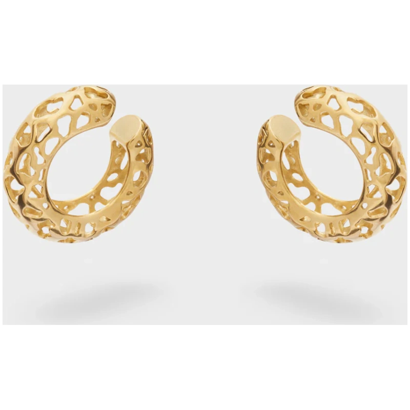 NALI EMBELLISHED EARCUFF EARRINGSS.STEEL GOLD