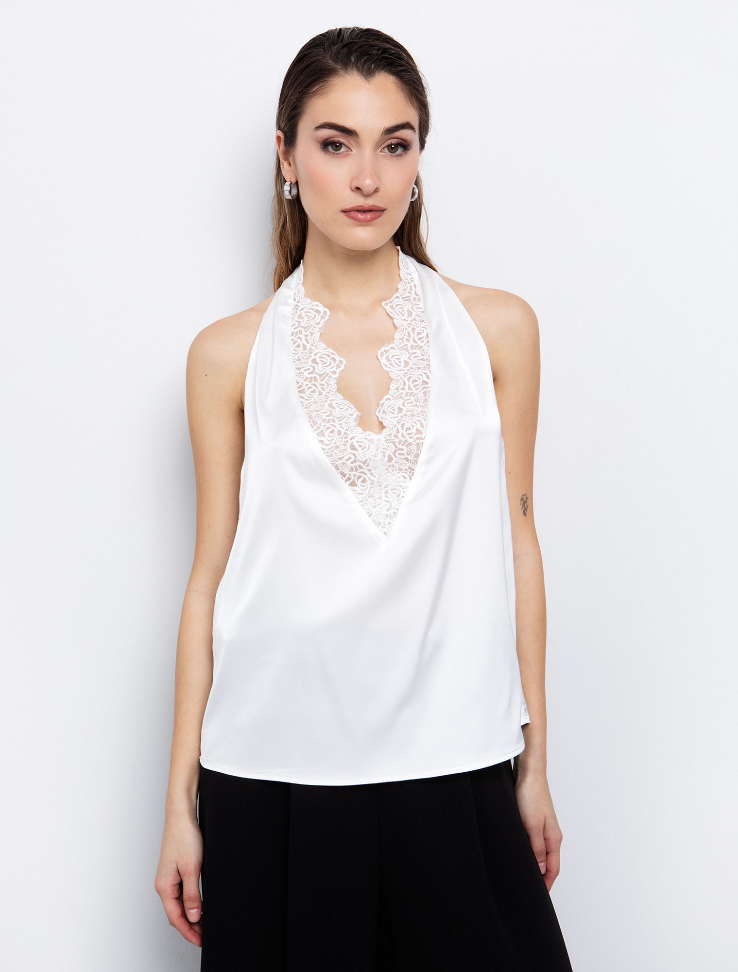 TOI MOI Satin top with lace