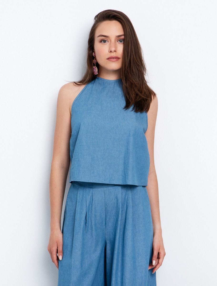 TOI MOI Halter top in denim look