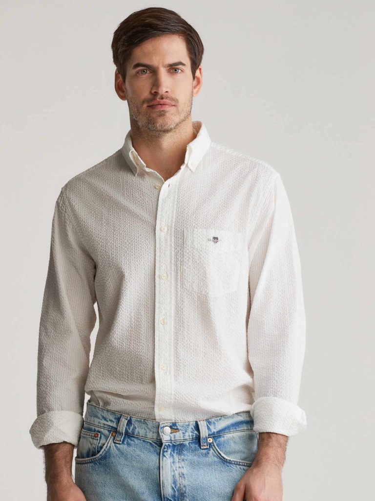 GANT Gant Long Sleeve Cotton Shirt White