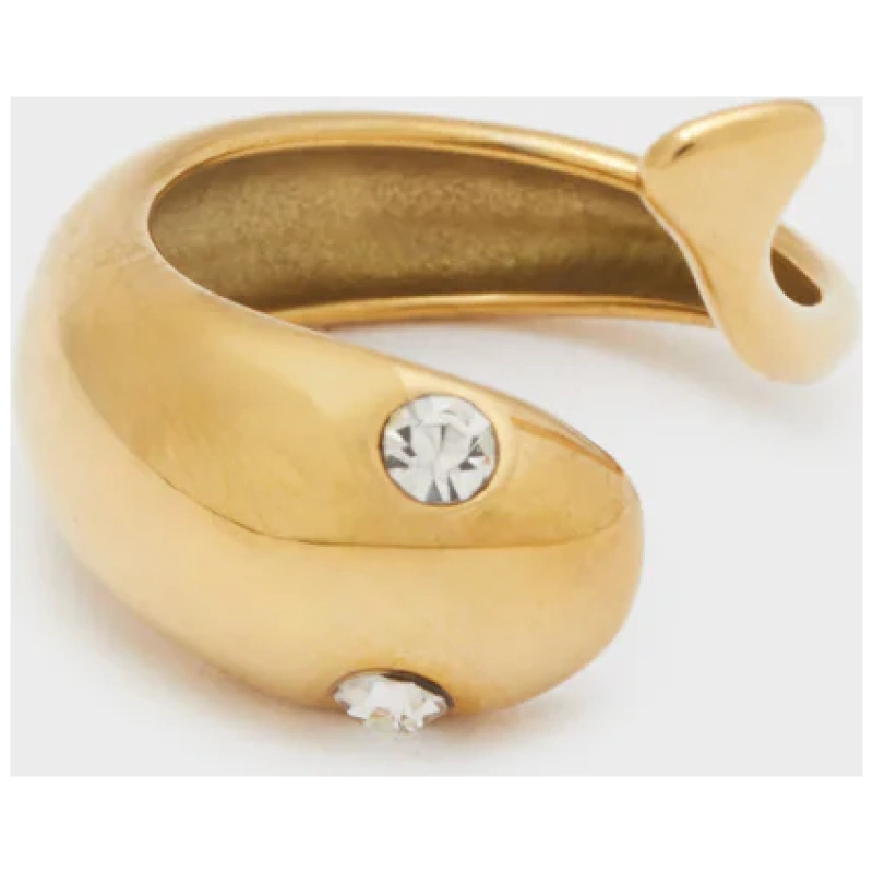 NALI  ROUND SNAKE RING S.STEEL GOLD