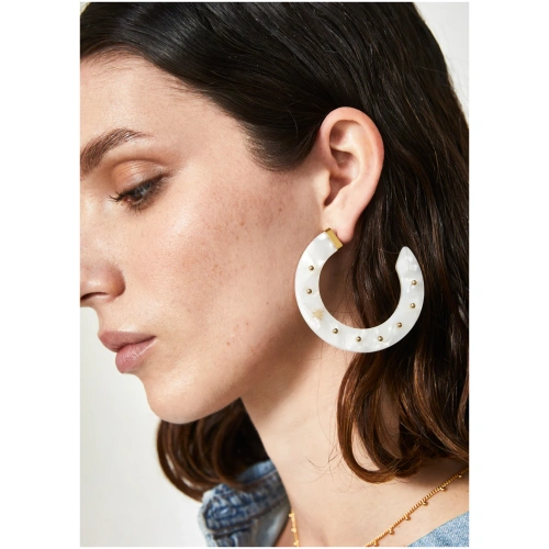 NALI BREEZE THIN HOOP EARRINGS W/RESIN