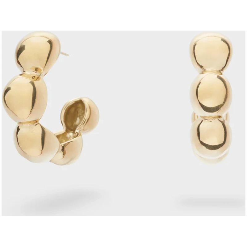 NALI HOOP EARRINGS W/ SPHERES S.STEEL GOLD