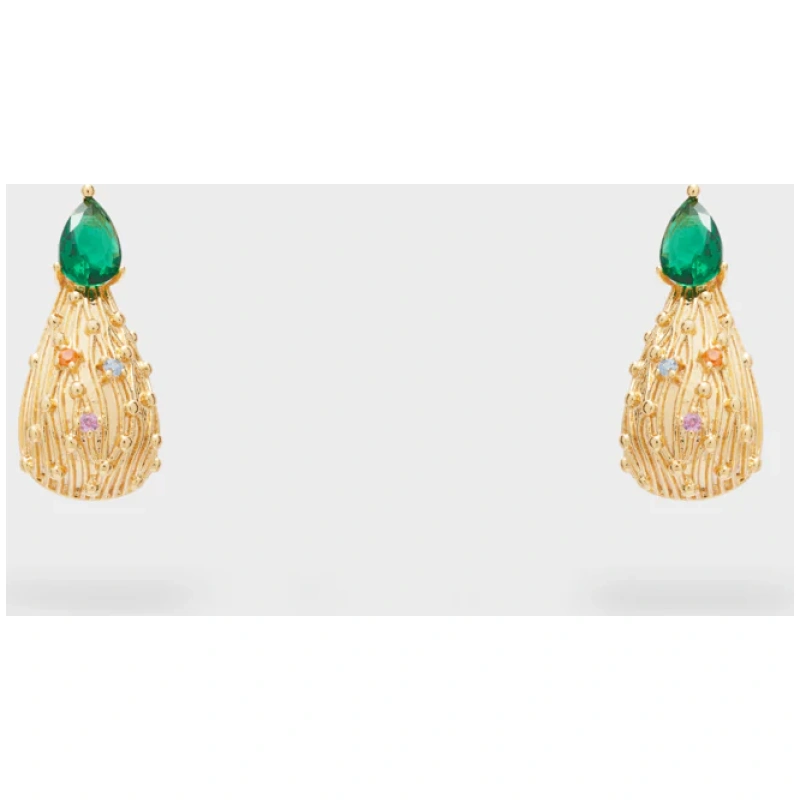 NALI ALYA EARRINGS GOLD+ DROP STONE