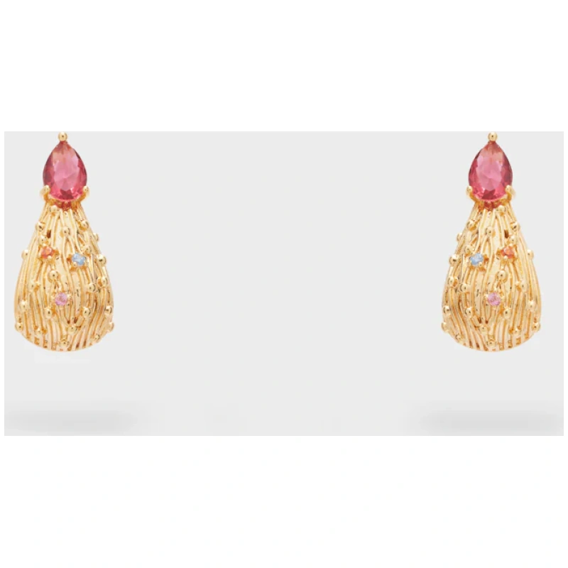 NALI ALYA EARRINGS GOLD+ DROP STONE