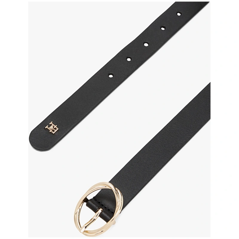 TOMMY HILFIGER Chic Twist Buckle Leather Belt