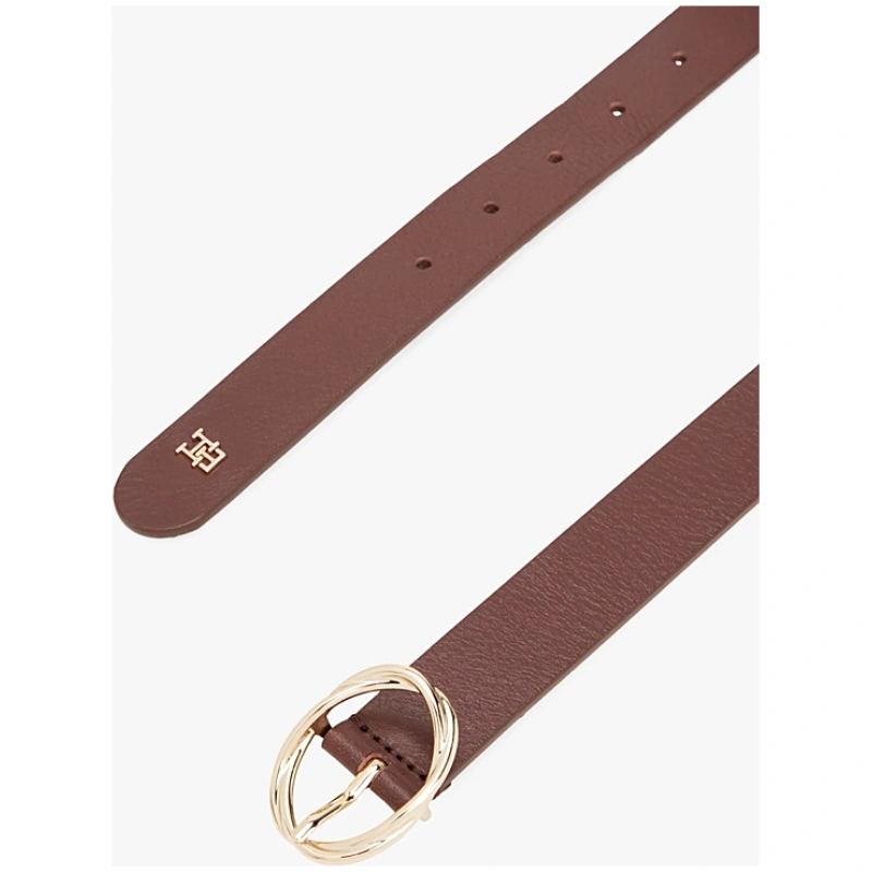 TOMMY HILFIGER Chic Twist Buckle Leather Belt