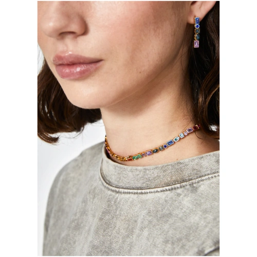 NALI ENAMEL NECKLACE W/ ZIRCONS RAINBOW MIX