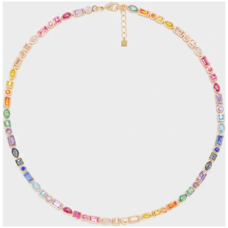 NALI ENAMEL NECKLACE W/ ZIRCONS RAINBOW MIX