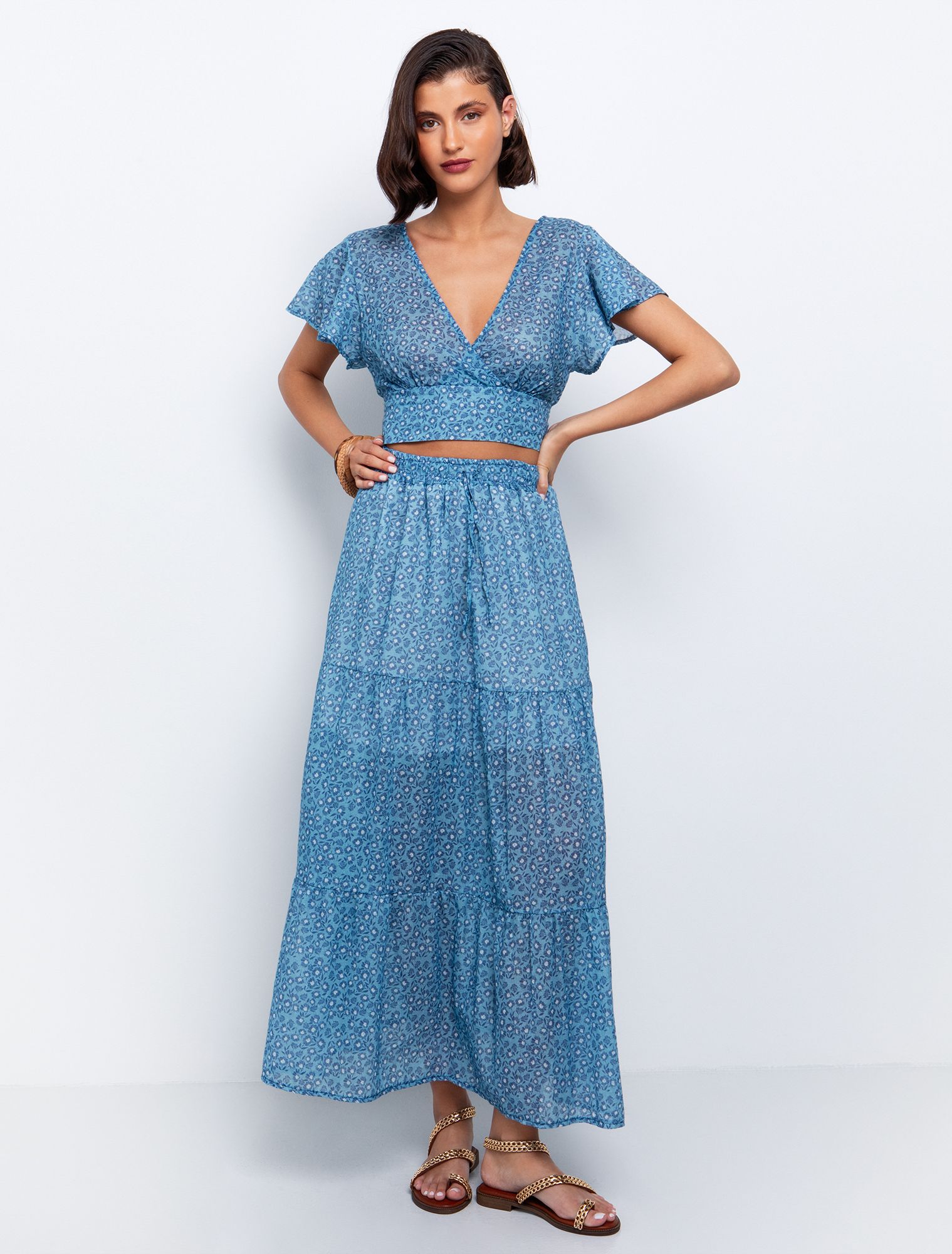 TOI MOI Floral skirt with drawstring