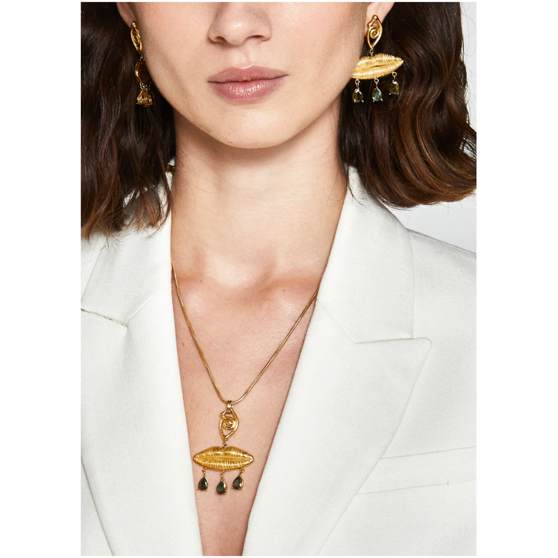 NALI LIPS NECKLACE S.STEEL GOLD MECL0215 RAINBOW MIX NALI