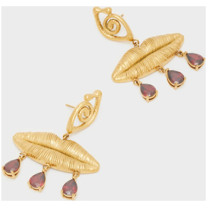 NALI LIPS EARRINGS GOLD S. STEEL