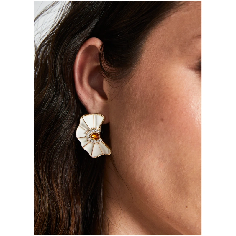 NALI SANDY FAN EARRINGS ENAMEL