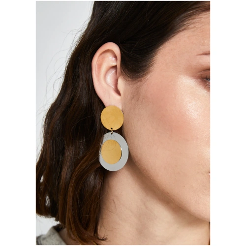NALI EARRINGS W/ ROUND PENDANT S.STEEL SILVER/GOLD