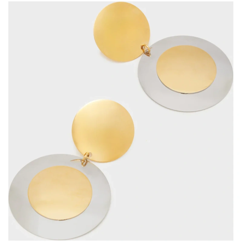NALI EARRINGS W/ ROUND PENDANT S.STEEL SILVER/GOLD