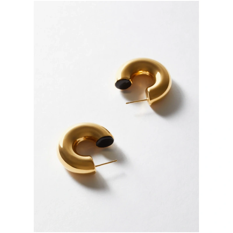 NALI VANNA HOOP EARRINGS S.STEEL GOLD MECL0218 GOLD/RED NALI