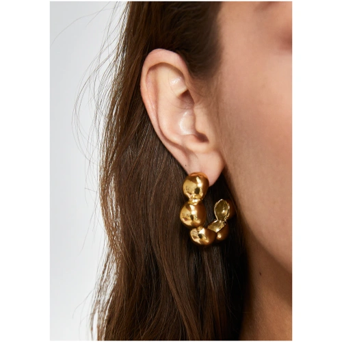 NALI HOOP EARRINGS W/ SPHERES S.STEEL GOLD